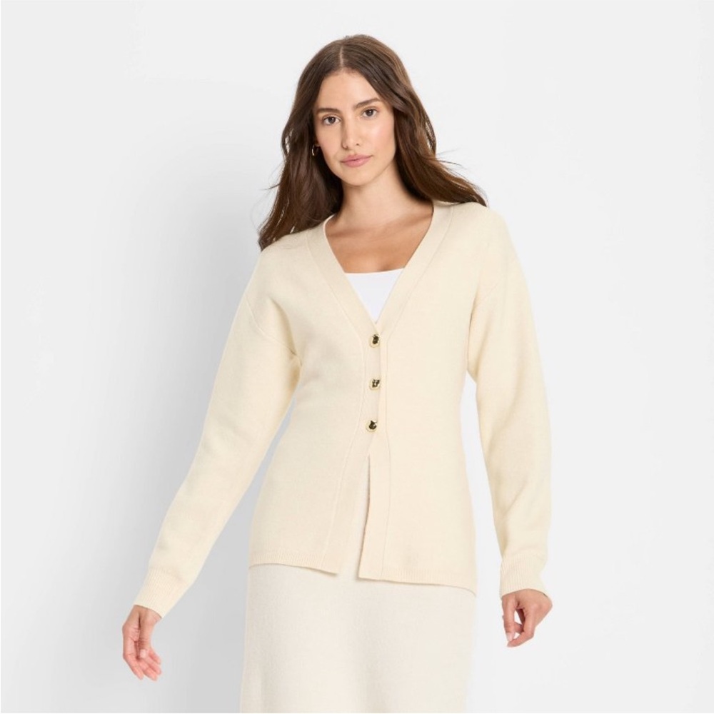 Women's Nipped Waist Cardigan - Future Collective Cream M NWT